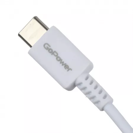 Кабель GP20TT Type-C (m)-Type-C (m) 1.0м 100W, белый, GoPower, 00-00022803