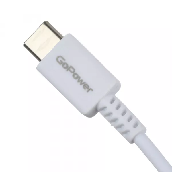 Кабель GP20TT Type-C (m)-Type-C (m) 1.0м 100W, белый, GoPower, 00-00022803  рис.2 