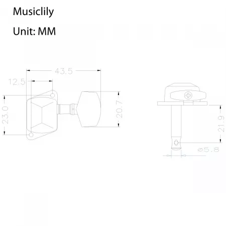 Одиночный колок для гитары, черный, Musiclily, MX0703