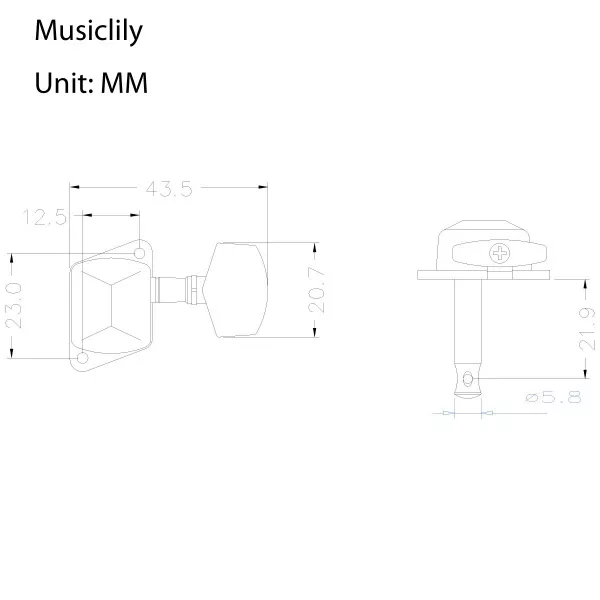 Одиночный колок для гитары, черный, Musiclily, MX0703  рис.2 