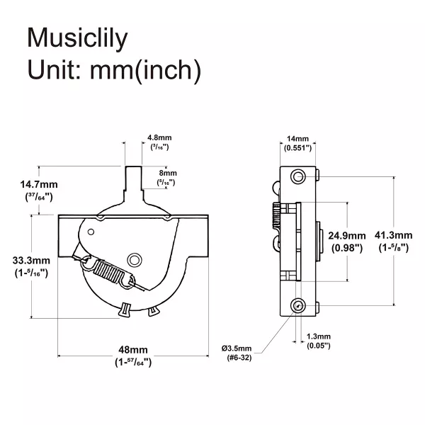 Переключатель 3-х позиционный, Tele Style, Musiclily, MX2383  рис.2 