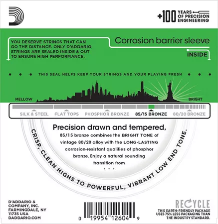 EZ890 AMERICAN BRONZE 85/15 Струны для акустической гитары Super Light 9-45 D`Addario