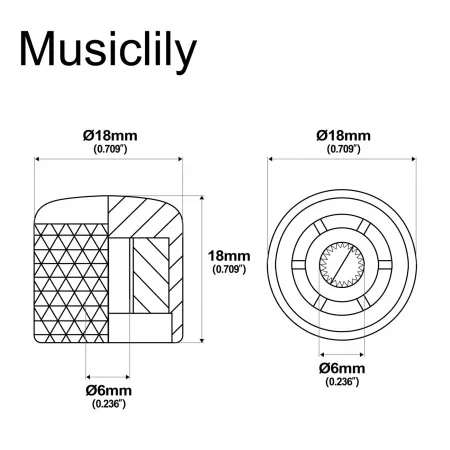 Ручка потенциометра, дюймовый размер, золото, 2 шт, Musiclily, MX2794GD-2