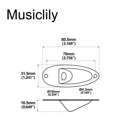 Накладка выходного разъема гитары Strat, черная, Musiclily, MX2640BK