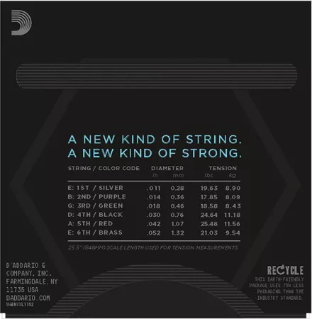 NYXL1152 NYXL Комплект струн для электрогитары, MTop / HBottom, 11-52, D'Addario