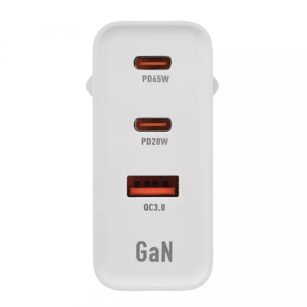 Сетевое З/У GPQC10 1USB+2Type-C 65W QC3.0 GAN белый, GoPower, 00-00028405  рис.2 