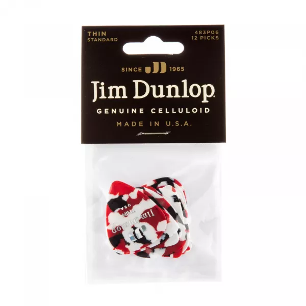 Genuine Celluloid Медиаторы, 12шт, тонкие, пестрые, Dunlop, 483P06TH  рис.2 