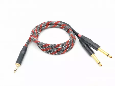 Кабель аудио 3.5-2х6.3мм, 1.25м, в оплетке, ZZcable, G46-3,5-2J-0125-Z