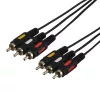 Кабель 3xRCA (m)-3xRCA (m) 3.0м ПВХ, черный, в пакете, GoPower, 00-00027485