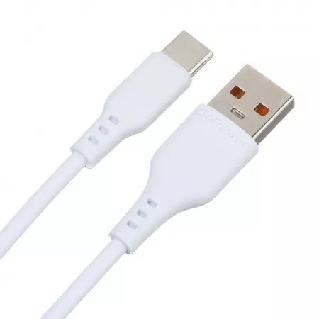 Кабель GP01T USB (m)-Type-C (m) 1.0м 2.4A, ПВХ, белый, GoPower, 00-00018565