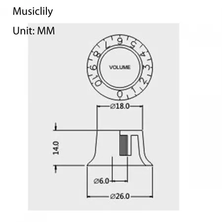 Ручка потенциометра Gibson Style, Volume, метрическая, янтарь, Musiclily, MX1060