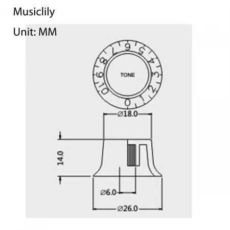 Ручка потенциометра Gibson Style, Volume, метрическая, черная, Musiclily, M490