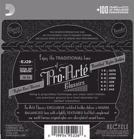 EJ29 CLASSIC Струны для классической гитары нейлоновые Moderate Hard D`Addario