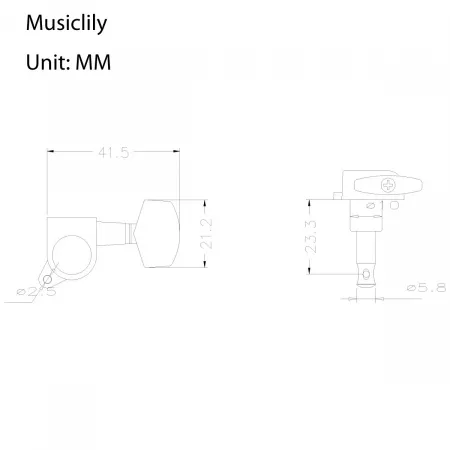 Одиночный колок для гитары, правый, хром, Musiclily, M756