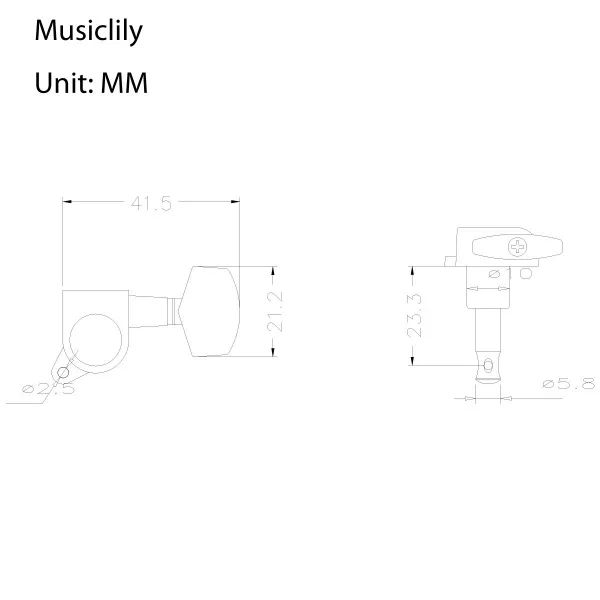 Одиночный колок для гитары, правый, хром, Musiclily, M756  рис.2 