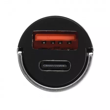 Автомобильное З/У GPQC12 1USB+1Type-C 22.5W Mini черный, GoPower, 00-00028409