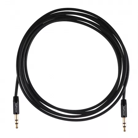 Кабель AUX 3.5мм (m)- 3.5мм (m), 2.0м, TPE черный, в пакете, GoPower, 00-00027480