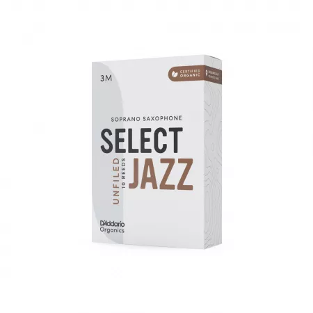 Organic Select Jazz Unfiled Трости для саксофона сопрано, размер 3M, 10шт, D'Addario, ORRS10SSX3M