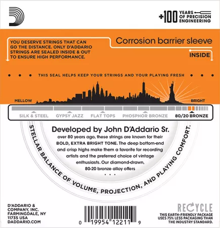 EJ10 BRONZE 80/20 Струны для акустической гитары бронза Light 10-47 D`Addario