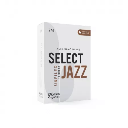 Organic Select Jazz Unfiled Трости для саксофона альт, размер 2M, 10шт, D'Addario, ORRS10ASX2M