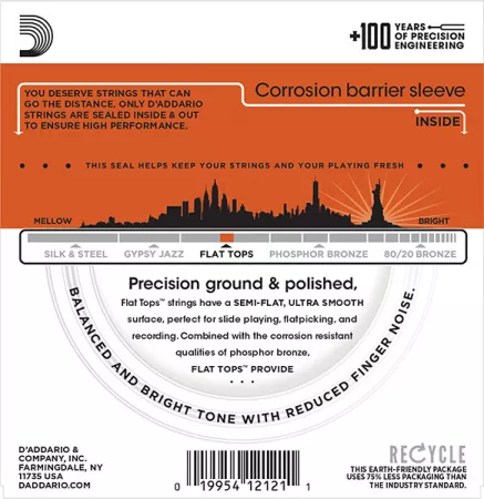 EFT13 FLAT TOPS Струны для акустической гитары фосфорная бронза 16-56 D`Addario