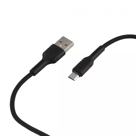 Кабель GP21M USB (m)-microUSB (m) 2.4A силикон черный, GoPower, 00-00028366